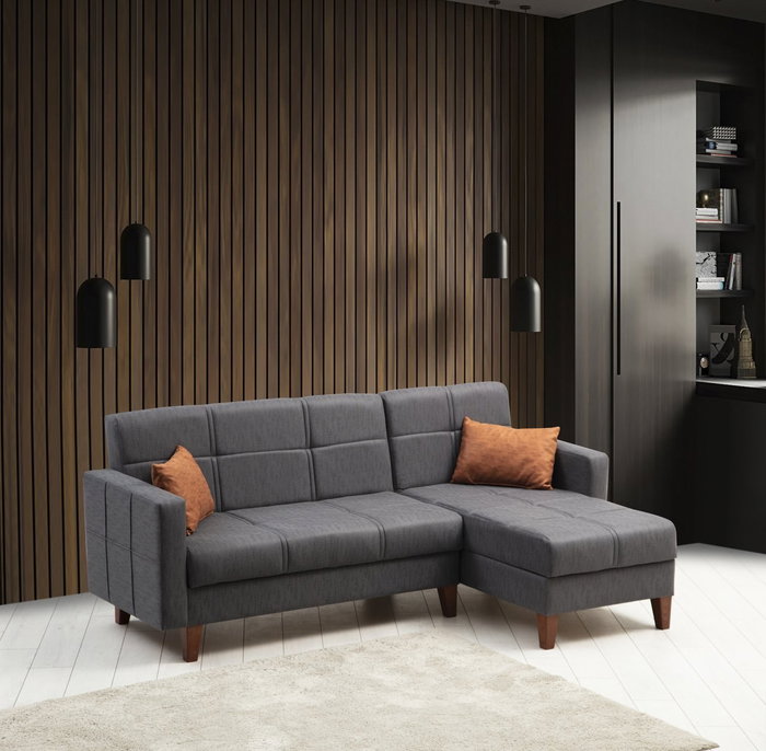 Atelier Del Sofa Polya - Sofá cama esquinero Gris oscuro